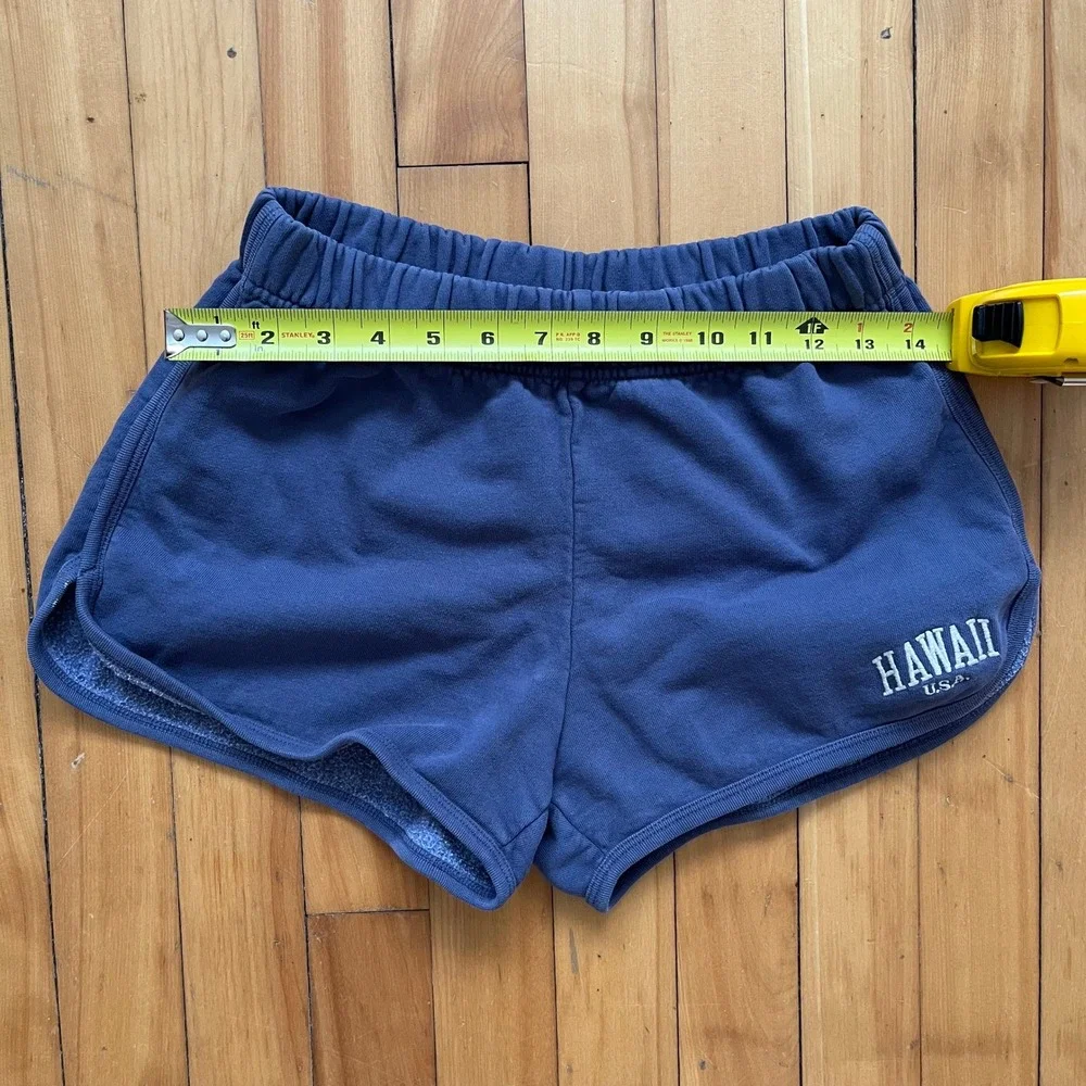 Brandy Melville Navy Blue Hawaii USA Embroidered Fleece Dolphin Shorts One Size - Picture 6 of 6